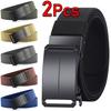 Metal Automatic Buckle Elastic Canvas Belt for Men Durable Stretch Tactical Waistband for Outdoor Training, Hunting Casual Pants