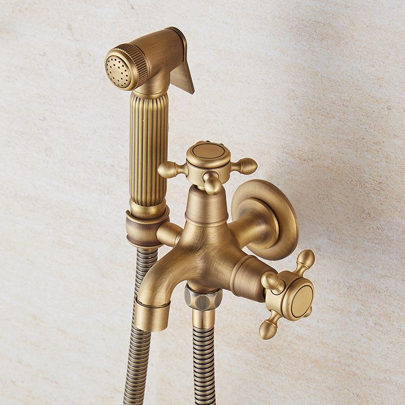 Ellen Toilet Spary Gun Set  Antique Bronze Copper Flushing Spary Cleaner Bidet Faucet Single Cold EL209A