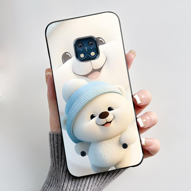 Jelly Color Simple Black Case For Nokia XR20 Popular Little Girl Viral Lucky Pattern Shell With Shockproof Bumper Soft Cover