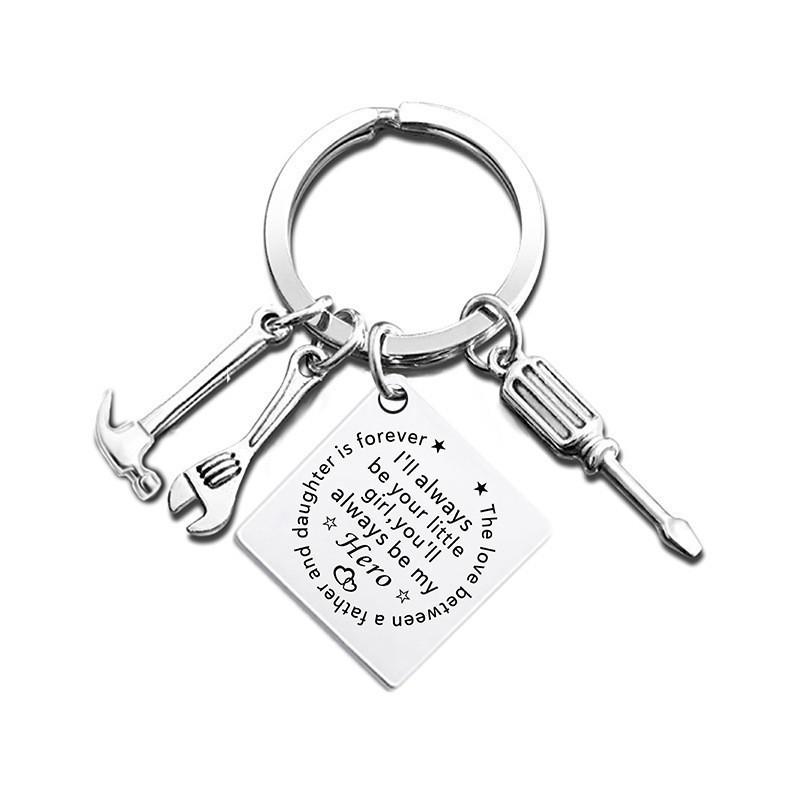 

Stainless Steel Keychain Fathers Day Grateful Festival Laser Small Gift for Dad Stainless Steel Keychain for Backpack Bag Pendant 2.5*2.5CM