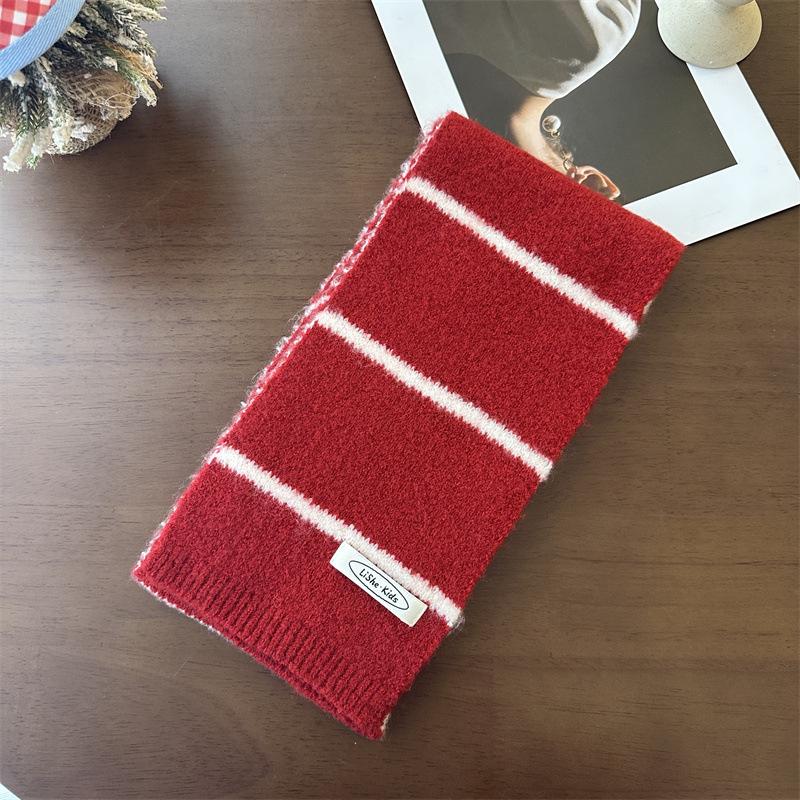 Korean Unisex Striped Knit Scarf - High-End Autumn/Winter Style for Children