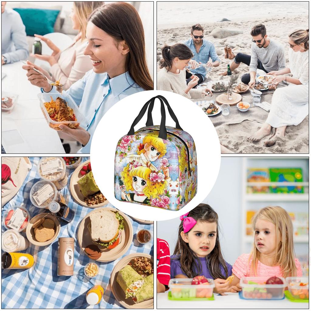 Candice Girl Candy Candy Thermal Insulated Lunch Bags Nime And Terence Portable Lunch Container for Outdoor Camping Food Box