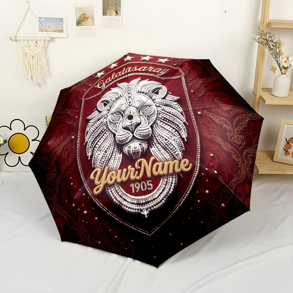 Galatasaray1 Customized Name Umbrella Compact Travel Automatic Umbrella Compact Durable 8-Rib Compact Design Travel Essential Fashionable Accessory