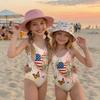 Mädchen Badeanzug Einteiler Unabhängigkeitstag Print Ärmellos Lässig Badebekleidung für Kinder Sommer Strand Pool Kleidung