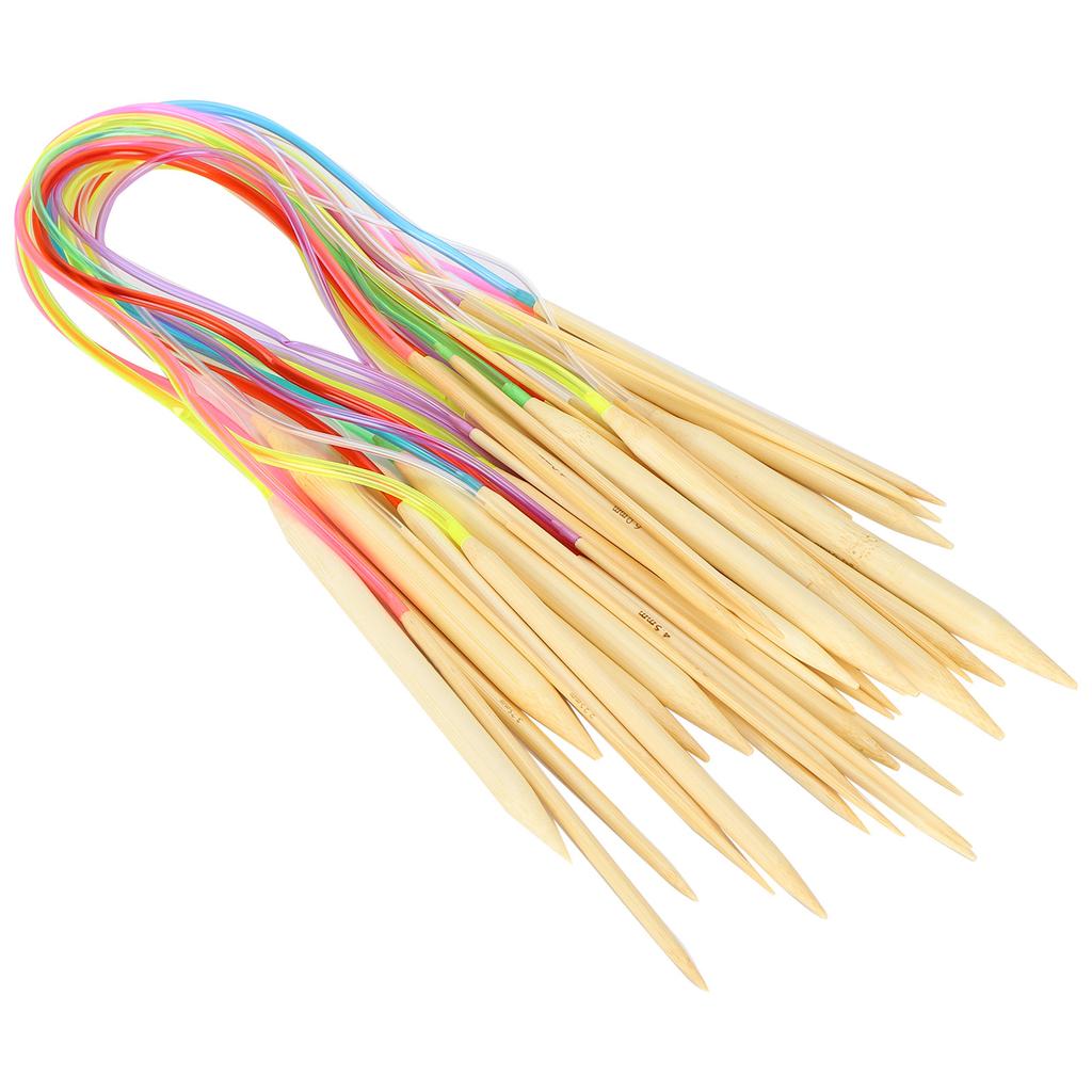 18Pcs Circular Needle DoublePoint Bamboo Color Flexible Tube Connection Knitting Tool Set