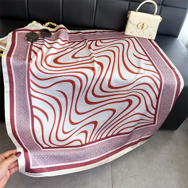 Simple literary simulation silk high-end square scarf silk scarf printed shawl versatile scarf sunscreen scarf headscarf scarf