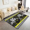 Erosebridal Racing Flag Non Slip Rug 3x5 for Boys Men,Race Car Theme Area Rug,Yellow Glowing Checkered Indoor Floor Mat,Black White Plaid Gr