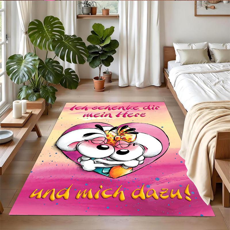 Diddl Print Crystal Velvet Plush Rug Anti?Slip Wear?Resistant Floor Carpet For Indoor Household Home Decoration