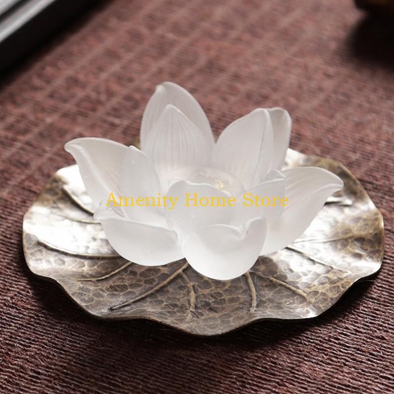 F26C Lotus Flowers Incense Stick Holder Censer Bracket Household Accessory for Temple Living Room Office Decoration