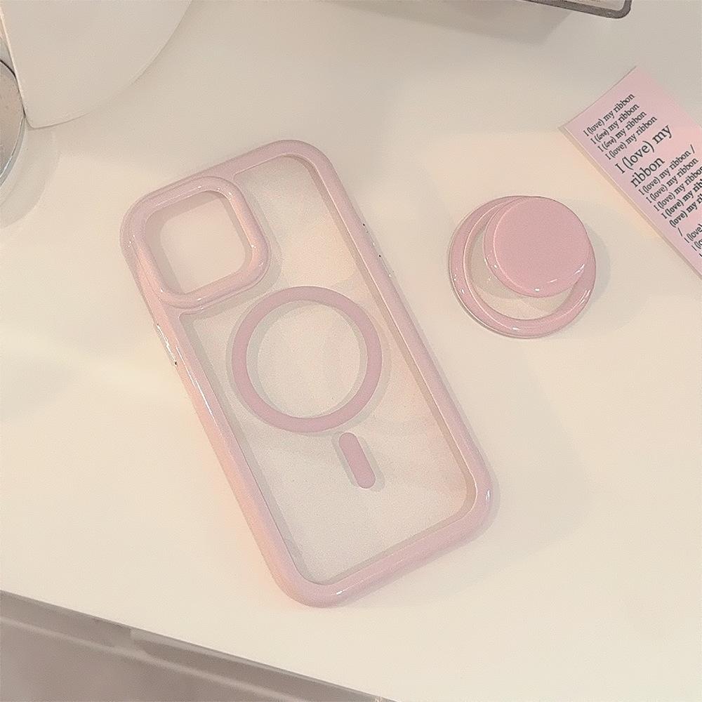 

Simple Ins Solid Color Magnetic Bracket Iphone16 IPhone Case 15pro Max Suitable for 14 Acrylic 13 16promax