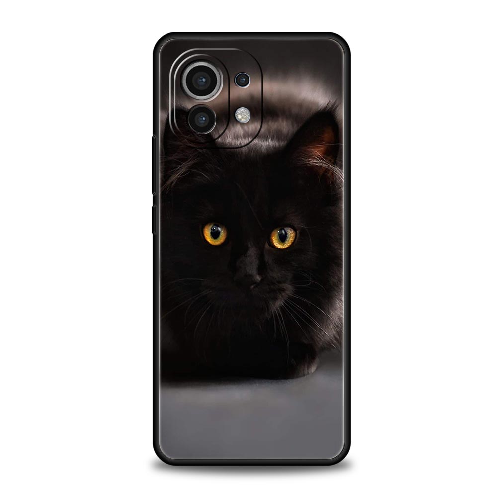 Phone Case For Xiaomi Mi 15 14 14T 13T 12T Pro 12 13 11 Lite 5G 11T X6 X5 Pro Soft TPU Cover Black Cat