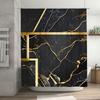 Luxury Marble Shower Curtain with Gold Accents for Bathroom Decor Modern Design in Black and White