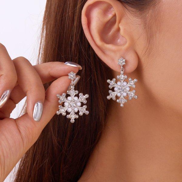 Bunte Kristall-Weihnachtsschneeflocken Zirkon Perlen Ohrstecker Für Damen Hängend Haken Weihnachten Party Mode Schmuck Geschenk