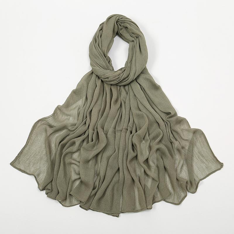 Crinkle Muslim Women Hijab Wrinkle Rayon Headscarf Solid Color Women's Turban Plain Viscose Cotton Musulman Femme Shawl Ramanda