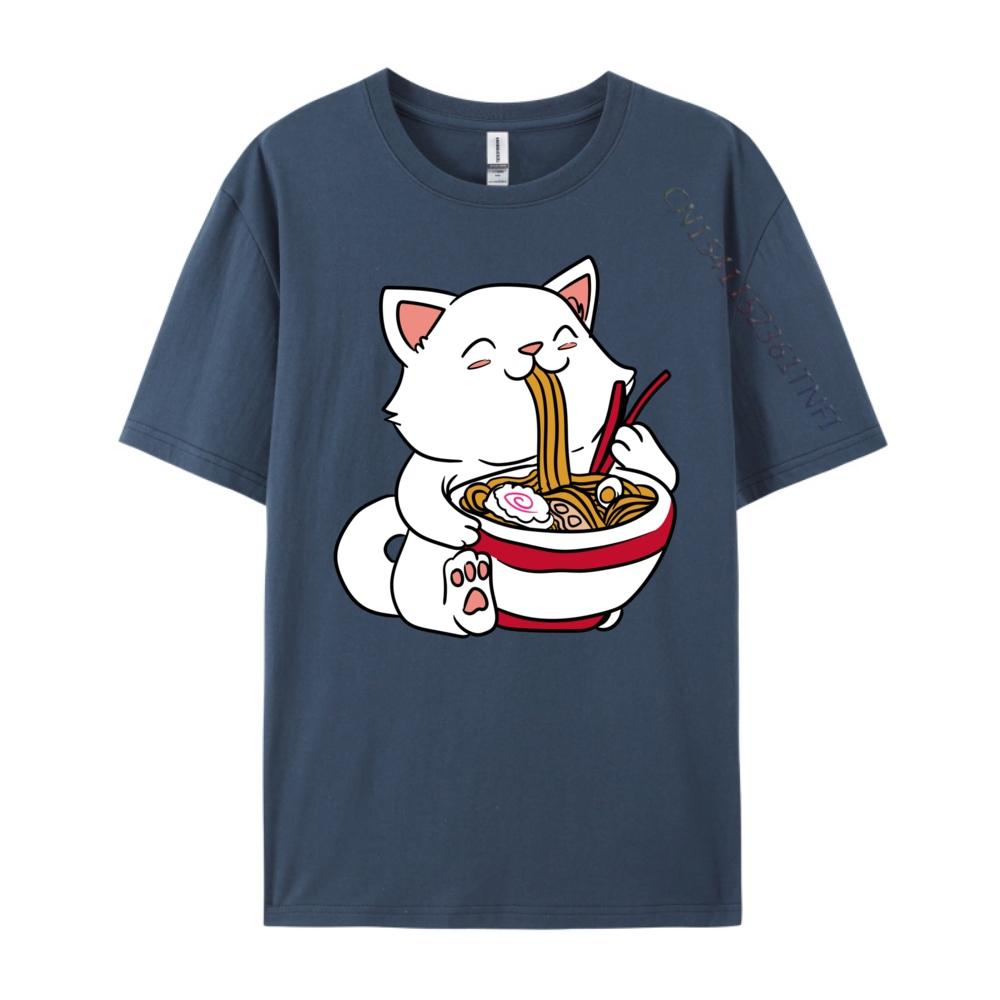 

Kawaii Cat Eating Ramen Noodles Japanese Food Anime Clothing Graphic T Shirts 3XL