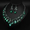 2026 European and American Exaggerated Big Gem Necklace Earrings Set Bridal Banquet Dress Accessories