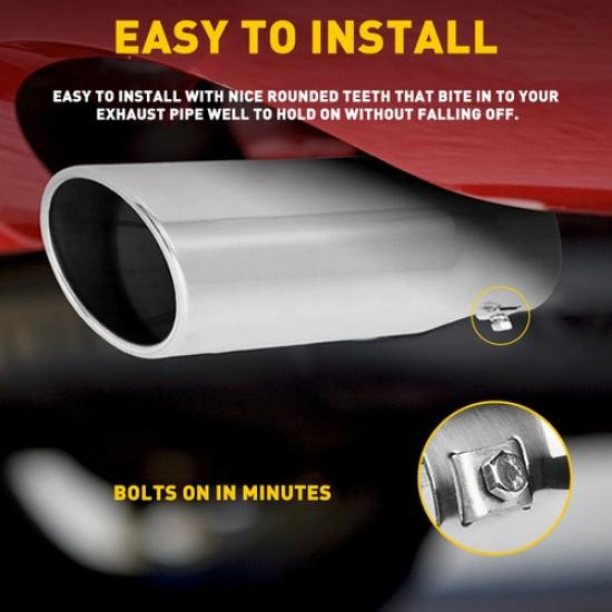 Car Tip Exhaust Outlet OD Stainless 2.5'' Inlet 3'' Steel Muffler Pipe Bolt on