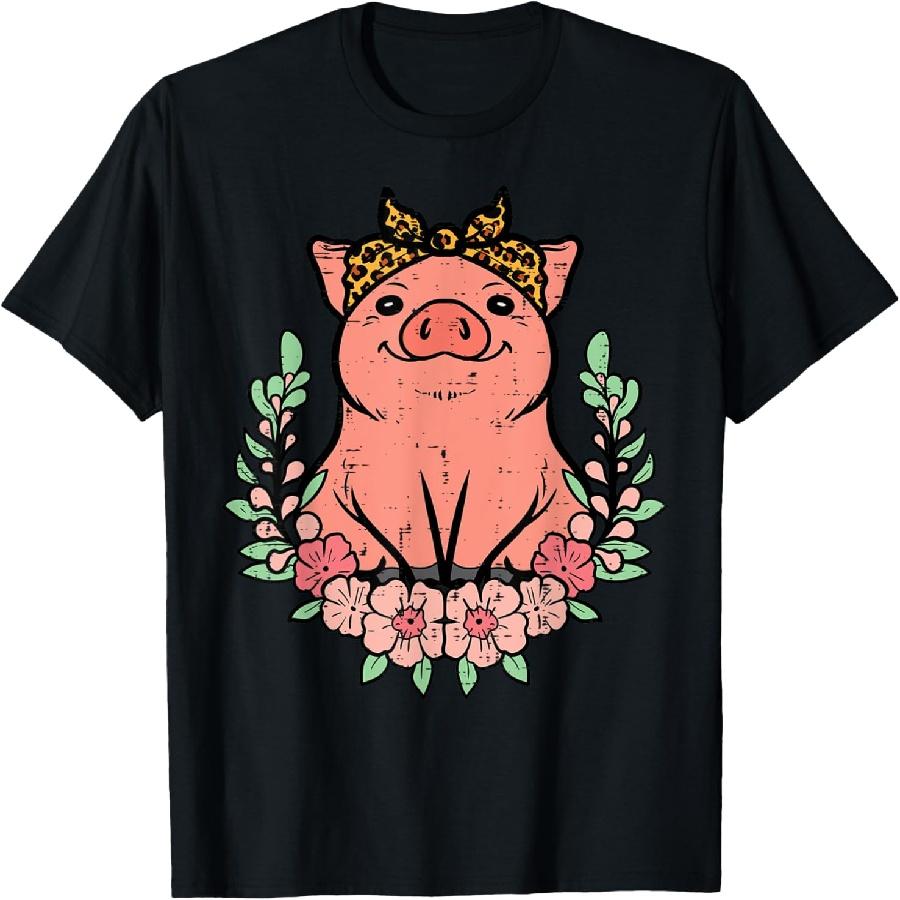 

Pig Leopard Bandana Hog Farm Animal Mom Women Girls Kids T-Shirt XXXXXL чорний