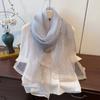 Elagant Shimmer Pearls Striped Hijab Scarf Soft Long Sunscreen Shawl Plain Solid Breathable Foulard Hijab