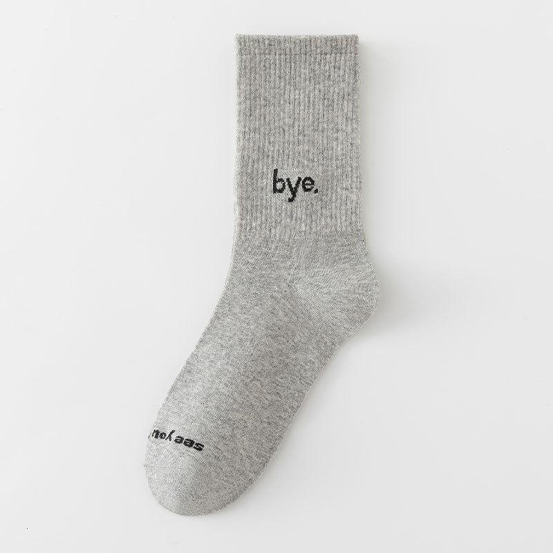 Men's Spring and Autumn Trend Is All Kinds of Letter Sports Sweat Absorbing Breathable Cotton Socks