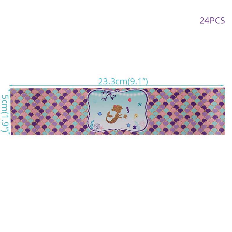 

24 шт. наклейки на бутылки с водой для вечеринки в стиле русалки, украшения для дня рождения в стиле русалочки, принадлежности для вечеринки под водой