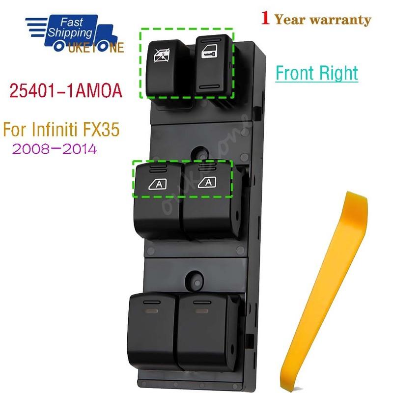25401-1AMOA For Infiniti FX35 2008-2014 Front Right Electric Power Window Switch lifter Control regulator Button RHD 14+2 P