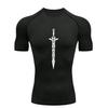 Black Sword Design  Men's Sports T-Shirt Training Fitness Compression Workout T-Shirt Quick Dry Short Sleeve