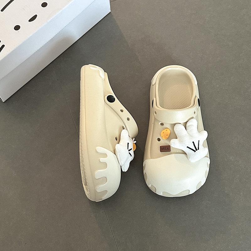 

Мультяшная платформа Микки со юбкой, обувь с отверстиями, летняя EVA модная верхняя одежда, повседневные шлепанцы, голова сумки, пляжные сандалии 39-40 бежевый