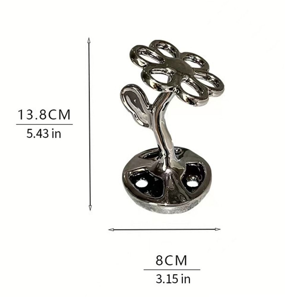 Flower Shaped Ceramic Toothbrush Holder 6 Slots Tooth Brush Storage Racks  Decoration