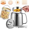 Stainless Steel Oil Filter Pot,  2 In 1 Oil Strainer Pot for Camping, Large Capacity Bacon Grease Saver with