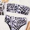 Leopard Print Bandeau Bikini - European & American Style Split Swimsuit