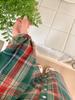 Christmas Green Plaid Long Sleeve Women's Dress and Pajama Set - Comfortable, Loose-Fitting Home Wear for Autumn