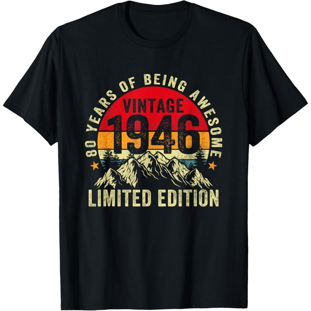80 Year Old Gifts Vintage 1946 Funny Printed T Shirt Humor Streetwear Unisex Tee Shirt Short Sleeve Loose Casual Clothing
