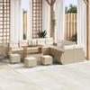 vidaXL 14-piece Garden Sofa Set with Beige Cushions Poly Rattan Acacia 3363891