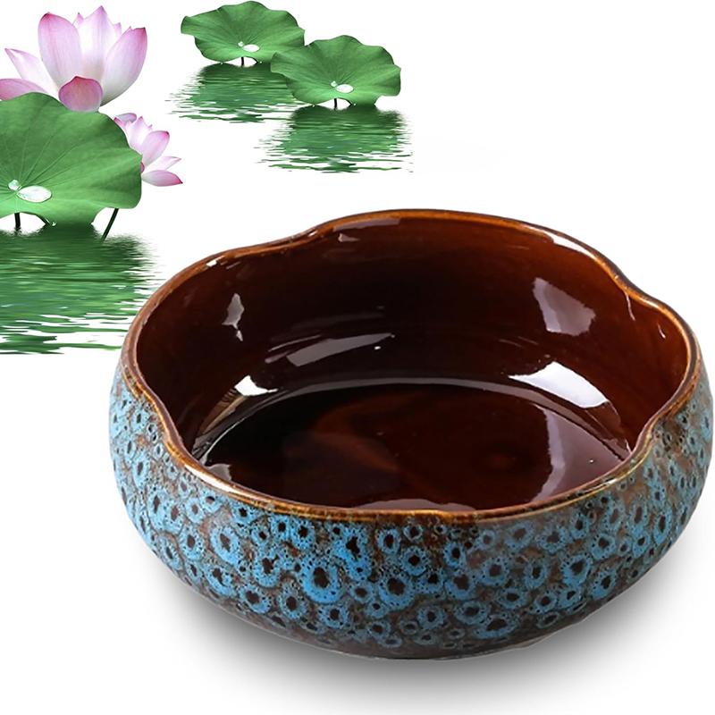 

Кашпо-чаша Лотос Керамическое Неправильной Формы для Суккулентов Гидропонная Чаша Декоративное Украшение для Бонсай для Дома и Улицы синий