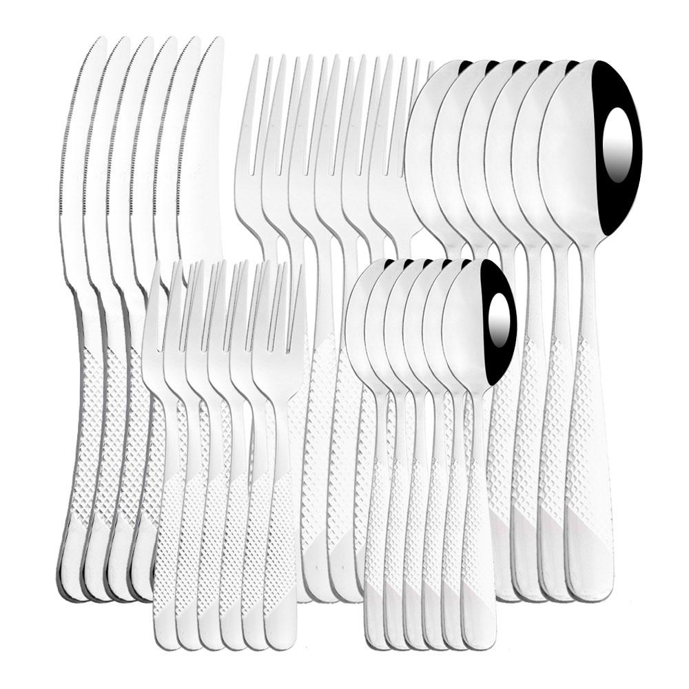 Luxury Black Flatware Cutlery Set Stainless Steel Silverware Dinnerware Set Mirror Dinner Fork Knife Coffee Spoon Tableware Set