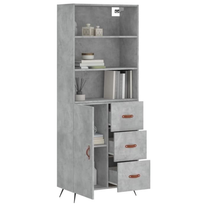 VidaXL Highboard Concrete Grey 69.5x34x180 Cm Engineered Wood 3189417