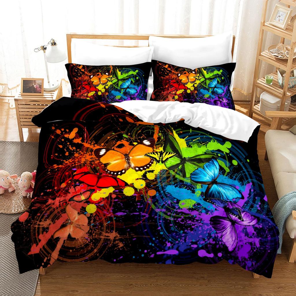 Butterfly 3D Digital Printing Kit Quilt Set Three-Piece Set