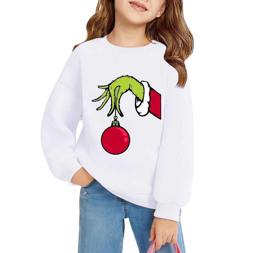 Pulovere de Crăciun pentru fete cu gât rotund pentru copii, topuri imprimate pentru bebeluși