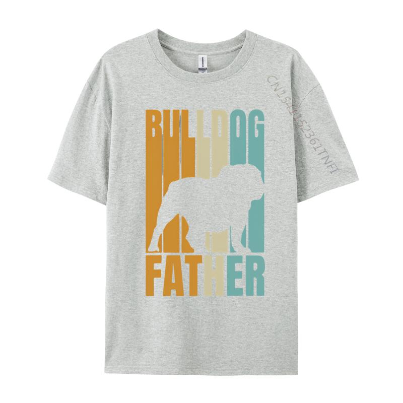 Retro Bulldog Father Cool Dog Dad Tshirt Unisexs Cotton Top Tee Fitting Oversized Tshirt Top Anime T Shirts