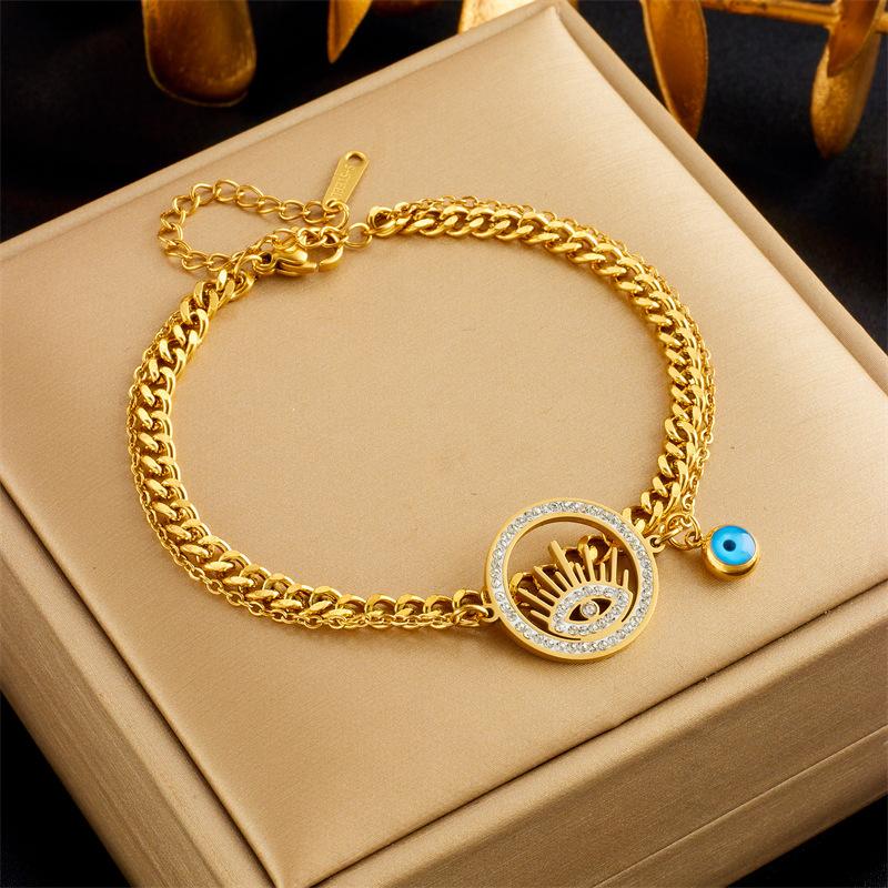 Gold Plated Stainless Steel Byzantine Link Chain Bracelet