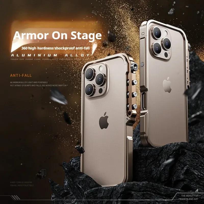 Case Mechanical Armor Alloy Shockproof Bumper for IPhone 17 16 15 Pro Max 17 16 Dropproof Protective Luxury Metal Aluminum Frame