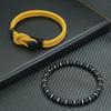 Noter New 2Pcs/Set Men Bracelet Grade A 4mm String Wrap Braslet 6mm Onyx Hematite Stone Healing Yoga Meditation Braclet Pulseria