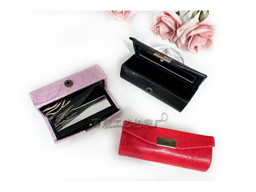 Leather Lipstick Case with Mirror - Portable Gift Storage Box