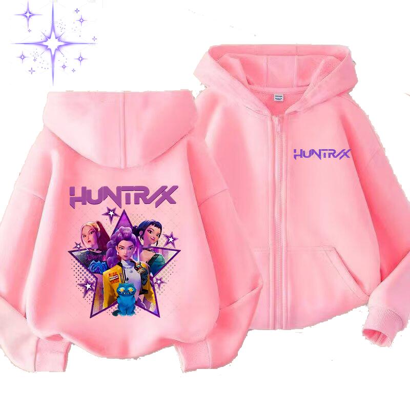 Kpop Dämonenjäger Reißverschluss Kapuzenpullover Kinder Rumi Zoey Cartoon Mode Reißverschluss Sweatshirt Junge Mädchen Lässige Oberteile Kinderkleidung Geschenk