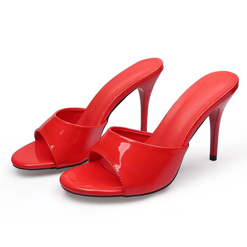 Sommer Mode Hohe Absätze Sandalen Damen Party Schuhe Büro Dame Offene Zehen Marke Damen Dünne Absätze 9cm Schwarz Rot Beige Übergröße 42