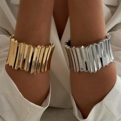 Schmuck Übertrieben Unregelmäßig Legierung Armband Personalisiert Federöffnungsarmband Damen Breites Gesicht Schmuck