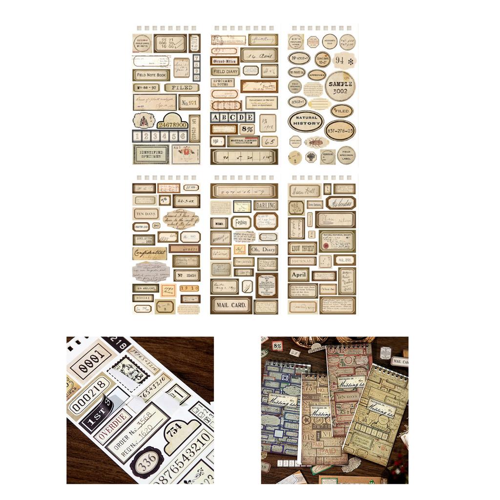 12 Stück Planer Aufkleber Bogen Retro Stil Dekorative Planer Aufkleber für Journal Kalender Sammelalbum