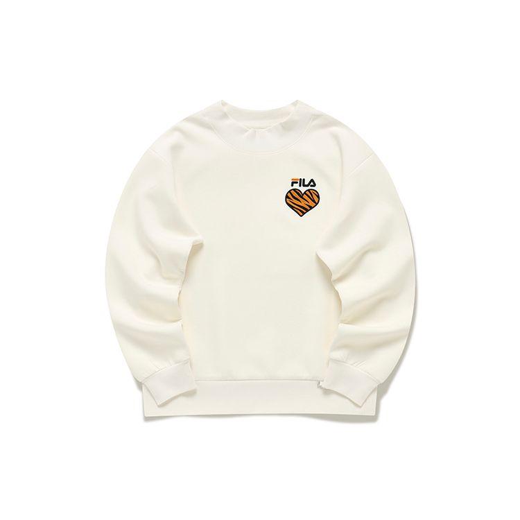 FILA Sports Leisure Logo Pullover Sweatshirt Women sweatshirt Cloud-Mushroom-White F11W148211F-WT S
