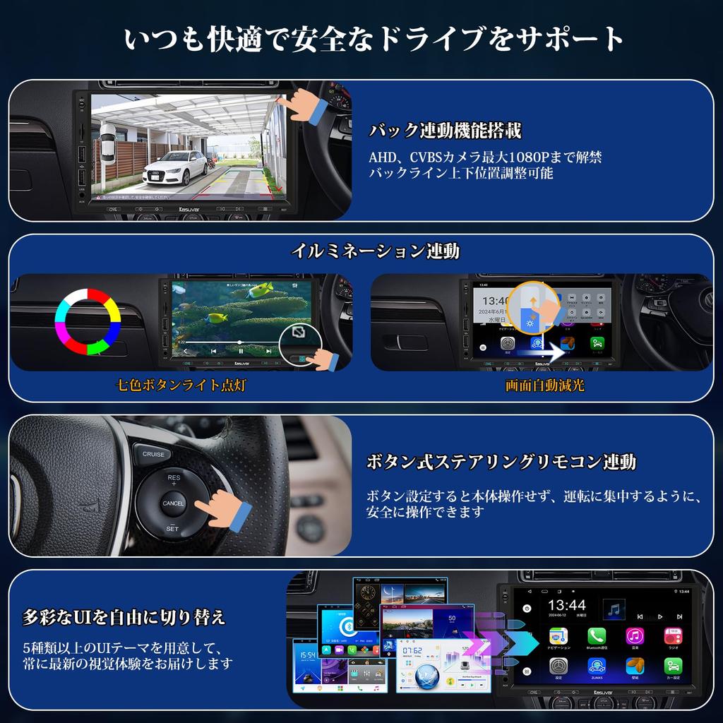 KASUVAR 7-inch Car Audio, 2din, 8 Core Processor, Android 10, Car Navigation, 2 GB